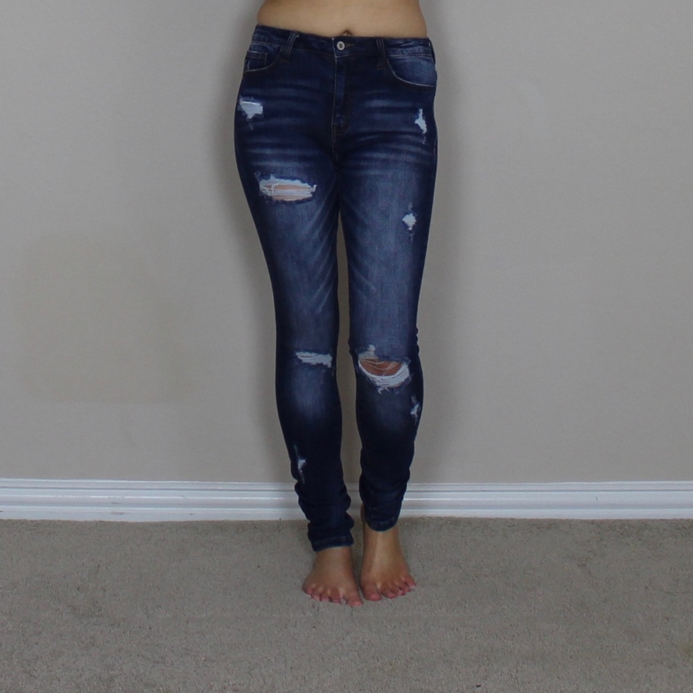 High Waisted Distressed Jeans